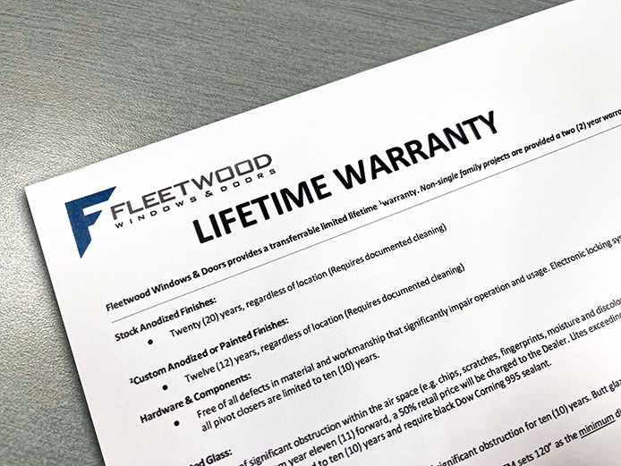 Picture of Lifetime Warranty document